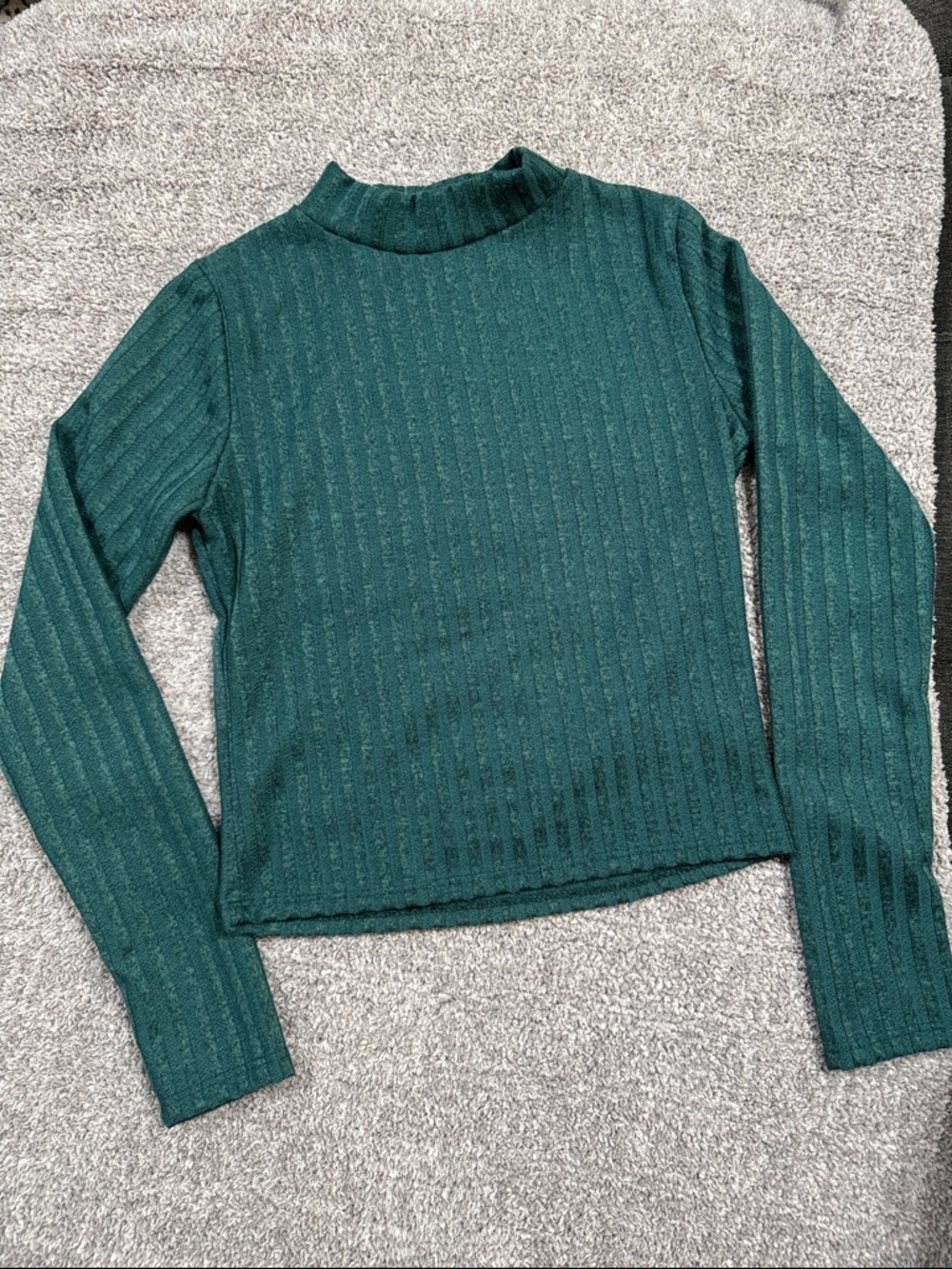 Olivia Rae Forest Green Ribbed Mock Neck Sweater